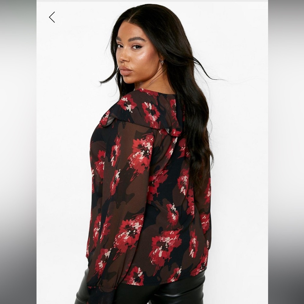 Smudge Rose Ruffle Chiffon Blouse - Picture 3 of 4